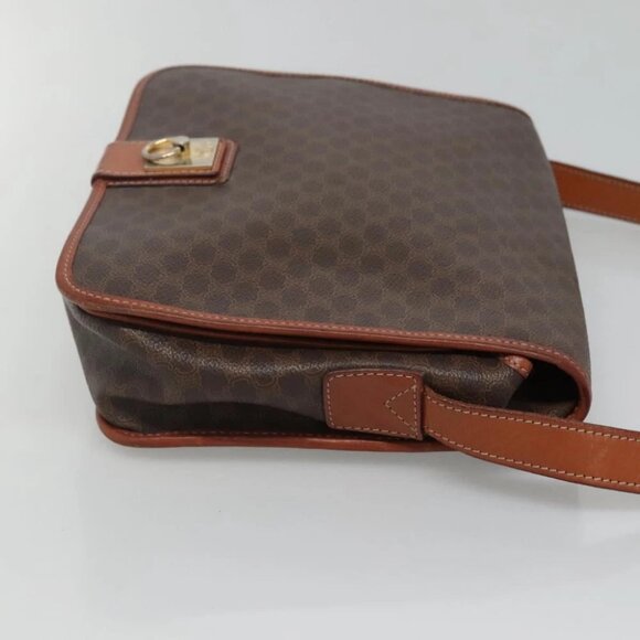 CELINE Macadam Canvas Shoulder Bag PVC Leather Brown - Picture 5 of 16